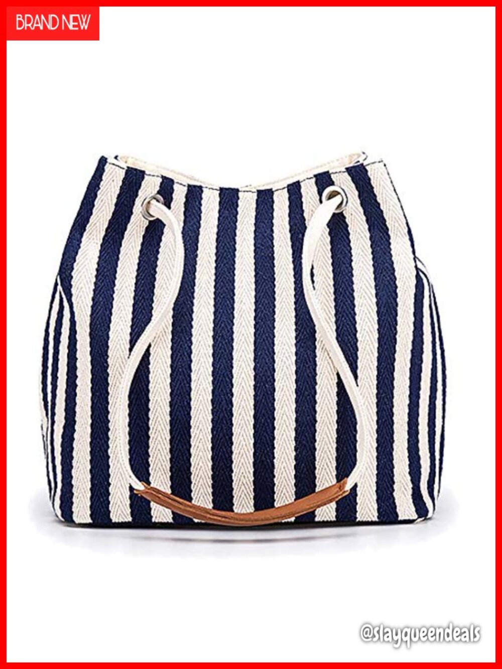 Canvas Striped Hobo Tote Adjustable Strap Work Beach Bag